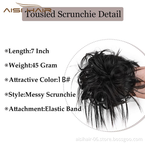 Aisi Hair Donut Natural Black Chignon Curly Bun Pad Chignon Elastic Band Ribbon Ponytail Rope Rubber Hair Extension For Women